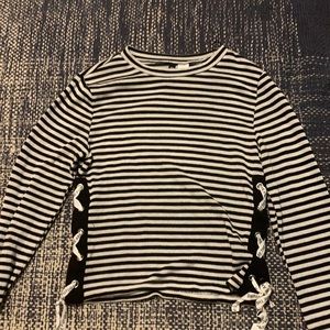 h&m striped shirt with ties on side